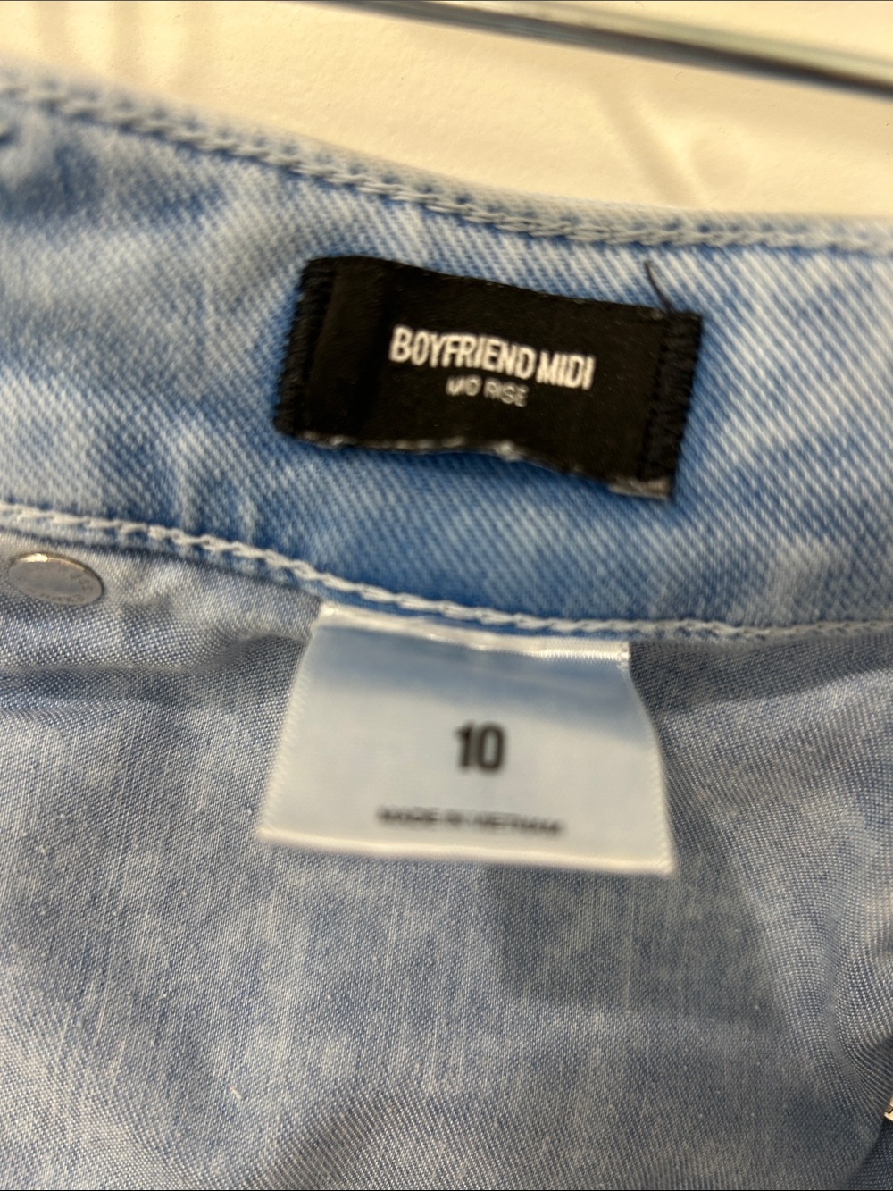 Express Light Blue Distressed Denim Shorts - Picture 5 of 6